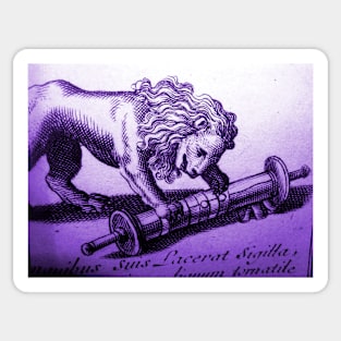 Lion & Scroll Antique engraving Sticker